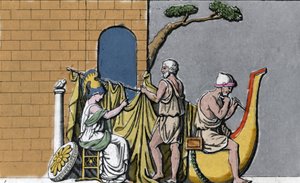 Der Bau des Schiffes Argo, unterstützt von Minerva, mit dem heiligen Holz der Eichen von Dodona von Unknown artist