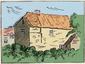 Das Haus von Francis Drake (1540-1596), britischer Entdecker und Freibeuter in Crowndale bei Tavistock. Es wurde im 19. Jahrhundert zerstört