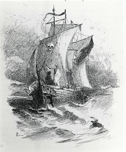 Die Legende vom Geisterschiff oder dem Fliegenden Holländer: Ein niederländischer Kommandant, der sein Schicksal herausfordern wollte, soll dazu verurteilt worden sein, für immer auf seinem Schiff umherzuwandern und den Schiffen, die seinen Weg kreuzen, Un von Unknown artist