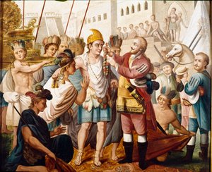 Das Treffen zwischen Hernán Cortés und Montezuma von Unknown artist