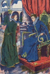 Die Prinzessin wird ihre Patin konsultieren. Anonyme Illustration zu „Eselshaut“ von Charles Perrault von Unknown artist