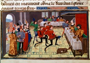 Das Hochzeitsbankett bei der Hochzeit von Clarisse, Tochter von König Yvon von Gascogne und Renaud