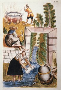 Die Arbeit mit Wolle, aus dem Buch "Trujillo del Peru" oder "Códice Martínez Compañón", von Baltazar Martinez Compañón y Bujanda, Bischof von Trujillo (1782-1785) von Unknown artist