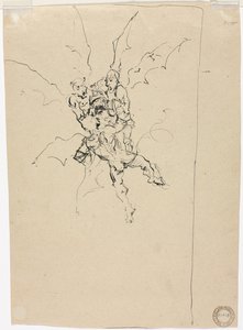 Drei Dämonen, die einen Ritter halten (verso) von Unknown artist
