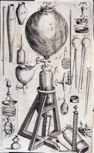 Werkzeuge für wissenschaftliche Experimente - in „Nova experimenta physico-mechanica de vi aeris elastica, et ejusdem effectibus, facta maximam partem in nova machina pneumatica“ von Robert Boyle