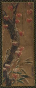 Baum, Herbstrebe und Schnee