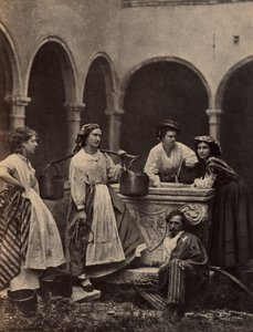 Ohne Titel (Genreszene mit vier Frauen und einem Mann)