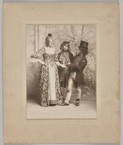 Ohne Titel (Theaterszene mit 3 Figuren: der Handleser) von Unknown artist