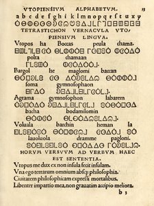 Utopiensium Alphabetum (Utopisches Alphabet) aus der dritten Ausgabe von 