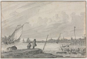 Ansicht von Alkmaar mit Booten von Unknown artist