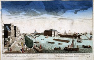 Ansicht der Admiralität in Amsterdam der Geschäfte der Becken und Baustellen im Besitz von ihnen und der Ostindien-Kompanie von Holland - Optische Ansicht von Unknown artist