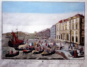 Ansicht des Hôtel de Ville und eines Teils des Hafens von Marseille von Unknown artist