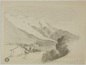 Ansicht des Dorfes Chamonix und des Bossons-Gletschers von Unknown artist