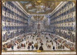 Ansicht des herzoglichen Theaters in Mailand am 28.5.1747 anlässlich des Festes zur Geburt von Erzherzog Leopold von Österreich. (Leopold II. von Habsburg-Lothringen) (1747-1792) von Unknown artist