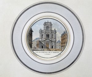 Ansicht des Tores von St. Gervais - Gravur von Unknown artist