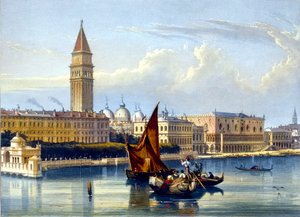 Ansicht des großen Kanals und des Markusplatzes. Venedig. Aquarell aus dem späten 18., Anfang des 19. Jahrhunderts von Unknown artist