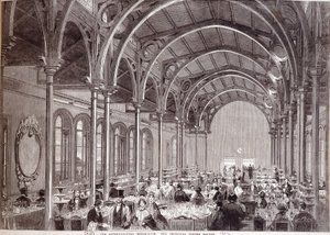 Ansicht des Hauptrestaurants auf der Internationalen Ausstellung 1862 in London von Unknown artist
