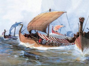 Wikingerboot auf dem Weg nach Normandie