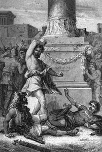 Volero Publilius weigert sich, verhaftet zu werden, 473 v. Chr. Gravur von Unknown artist