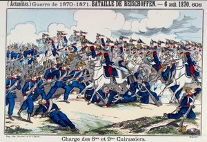 Krieg von 1870-1871: Ansicht der Schlacht von Froeschwiller (oder Reischoffen) und der Angriff der Schlachtschiffe, 6.08.1870