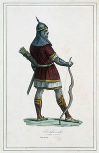 Krieger Kalmouk (mongolisches Volk von Südsibirien) - in "Die verschiedenen Völker der Erde" von Abbé P. Jouhanneaud, Librairie des Bons Livres, Limoges