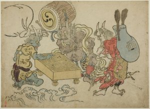 Wind- und Donnergott beim Go-Spielen von Unknown artist