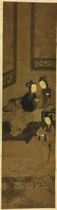 Winter: Frauen genießen das Schreiben, Lesen und Pflaumenblüten von Unknown artist