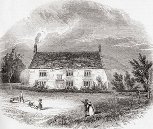 Woolsthorpe Manor, Woolsthorpe-by-Colsterworth, Lincolnshire, England, aus Old England: A Pictorial Museum, veröffentlicht 1847 von Unknown artist