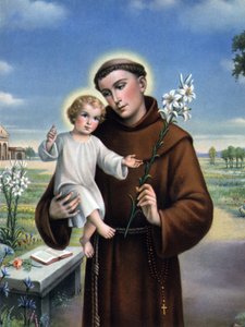 Andachtsbild: Darstellung des Heiligen Antonius von Padua (Antonio di padova) bekannt als der Wundertäter (1195-1231). von Unknown artist