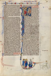 Initiale P: Der heilige Paulus übergibt einem Bischof eine Schriftrolle von Unknown artist/maker