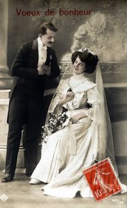 Brautpaar. Grußkarte zur Hochzeit. 1920er Jahre von Unknown photographer