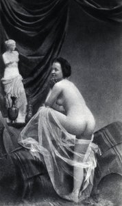 Nackte Frau posierend von hinten um 1855 Anonyme Fotografie von Unknown photographer
