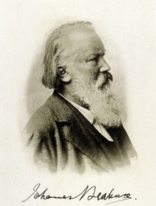Porträt von Johannes Brahms (1833 - 1897), deutscher Komponist auf einem Autographenfoto von Unknown photographer