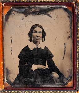 Porträt einer Frau. Daguerreotypie (Daguerre) unter Rahmen um 1850.