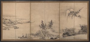 Chinesische Pavillons in einer Landschaft von Unkoku Toeki