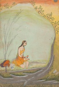 Eine Dame, die Henna auf ihren Fuß aufträgt von Ustad Mohamed
