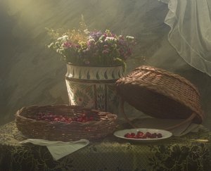 Rustikales Kirsch-Stillleben von UstinaGreen