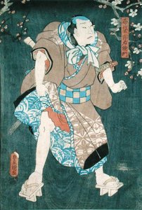 Detail (fünf Charaktere aus einem Stück von Toyokuni) von Utagawa Kunisada