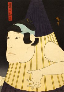 Unidentifizierter Schauspieler in der Rolle eines Regenschirmmonsters, ca. 1852 von Utagawa Hirosada