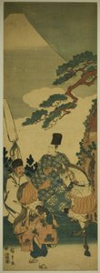 Ariwara no Narihira passiert den Berg Fuji auf seiner Reise nach Osten von Utagawa Hiroshige