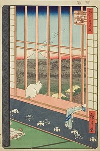 Asakusa-Reisfelder und Torinomachi-Festival (Asakusa tanbo Torinomachi mode), Nr.101 aus der Serie „Hundert berühmte Ansichten von Edo (Meisho Edo hyakkei)“