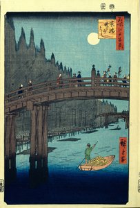 Bambus-Kai bei der Kyobashi-Brücke. Hundert berühmte Ansichten von Edo