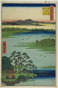 Benten-Schrein und Inokashira-Teich, aus der Serie "Hundert berühmte Ansichten von Edo" von Utagawa Hiroshige