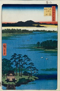 Benten-Schrein am Inokashira-Teich. Einhundert berühmte Ansichten von Edo, ca. 1858