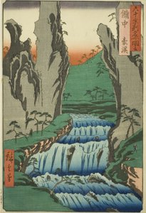 Provinz Bitchu: Gokei (Bitchu, Gokei), aus der Serie "Berühmte Orte in den sechzig Provinzen (Rokujuyoshu meisho zue)" von Utagawa Hiroshige