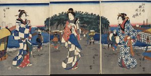Zeremonie zur Enthüllung der Ikone bei Benzaiten, Enoshima von Utagawa Hiroshige