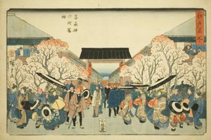 Kirschblütenzeit in Nakanocho in Yoshiwara (Yoshiwara Nakanocho sakura toki), aus der Serie "Berühmte Orte in Edo (Edo meisho)"