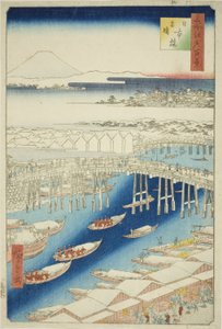 Klares Wetter nach Schnee an der Nihon-Brücke (Nihonbashi yukibare), aus der Serie "Hundert berühmte Ansichten von Edo (Meisho Edo hyakkei)" von Utagawa Hiroshige