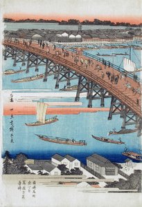 Gesamtansicht der Eitai-Brücke unter den berühmten Ansichten der östlichen Hauptstadt von Utagawa Hiroshige