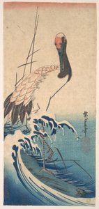 Kranich und Brandung von Utagawa Hiroshige